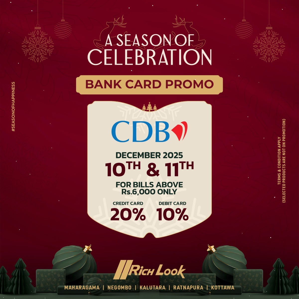 20% OFF on CDB Credit Cards Payments at Rich Look | offers.lk